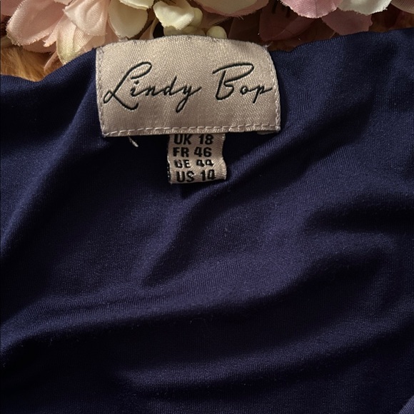 Lindy Bop Navy Blue Dress with Multicolor Print - Picture 3 of 3